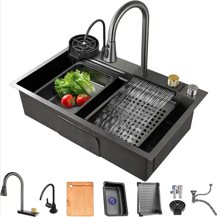 Nhà máy tùy chỉnh phụ kiện tùy chọn chức năng bồn rửa nhà bếp bồn rửa bằng thép không gỉ đa chức năng