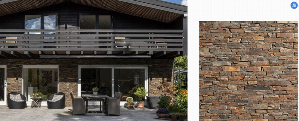 Đá khối ốp Quartzite tự nhiên, vân thạch anh Nâu Gỉ Sét Hiện Đại, bề mặt chẻ