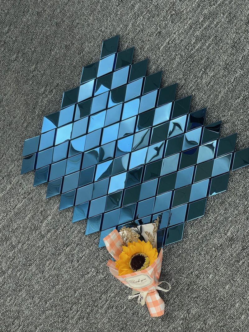Gạch Mosaic Kim loại Kim cương 3D Trang trí Tường Nền Bề Mặt Bóng Dành Cho Biệt Thự