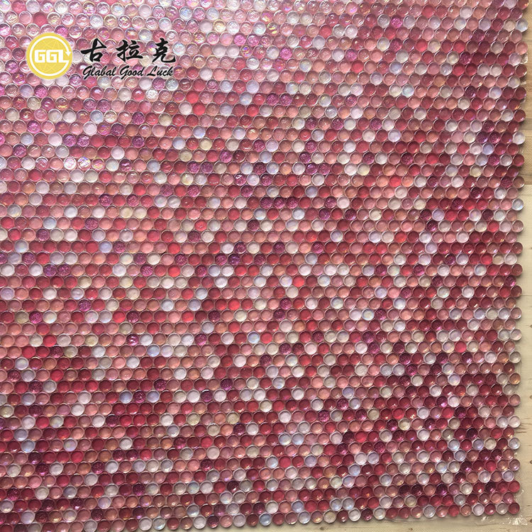 Gạch ốp tường bóng Goodluck Mosaic Kính Hồng thiết kế sang trọng