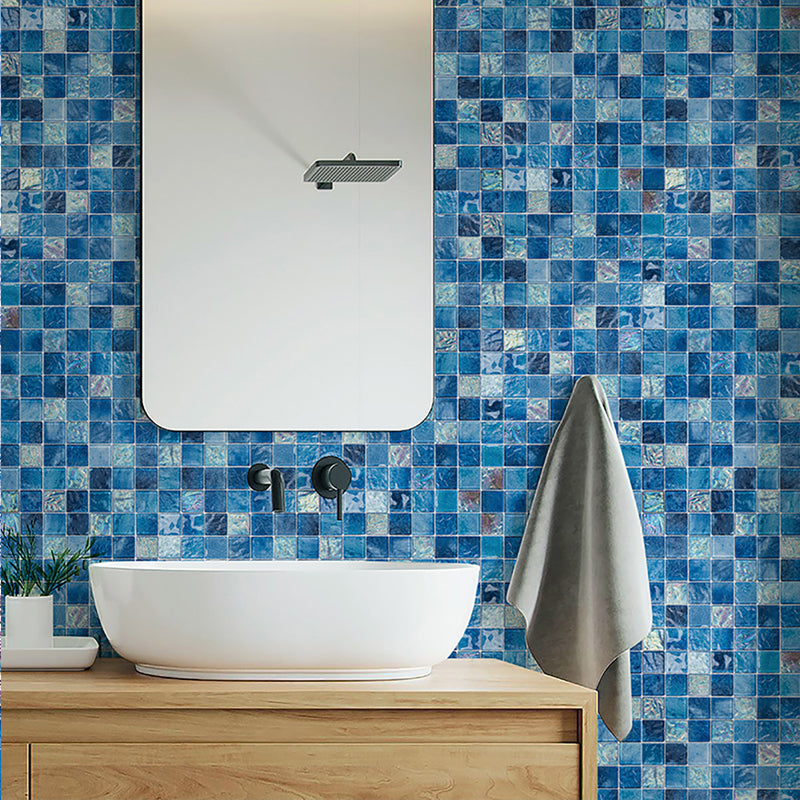 Gạch Mosaic Bếp Trong Nhà Sàn Mosaic Hồ Bơi Biệt Thự Họa Tiết Mosaic Kính Pha Trộn Xanh Óng Ánh Sang Trọng