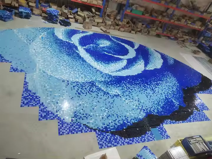 Gạch ốp tường mOSAIC kính nghệ thuật trang trí thủ công họa tiết hoa nhiều màu tùy chỉnh