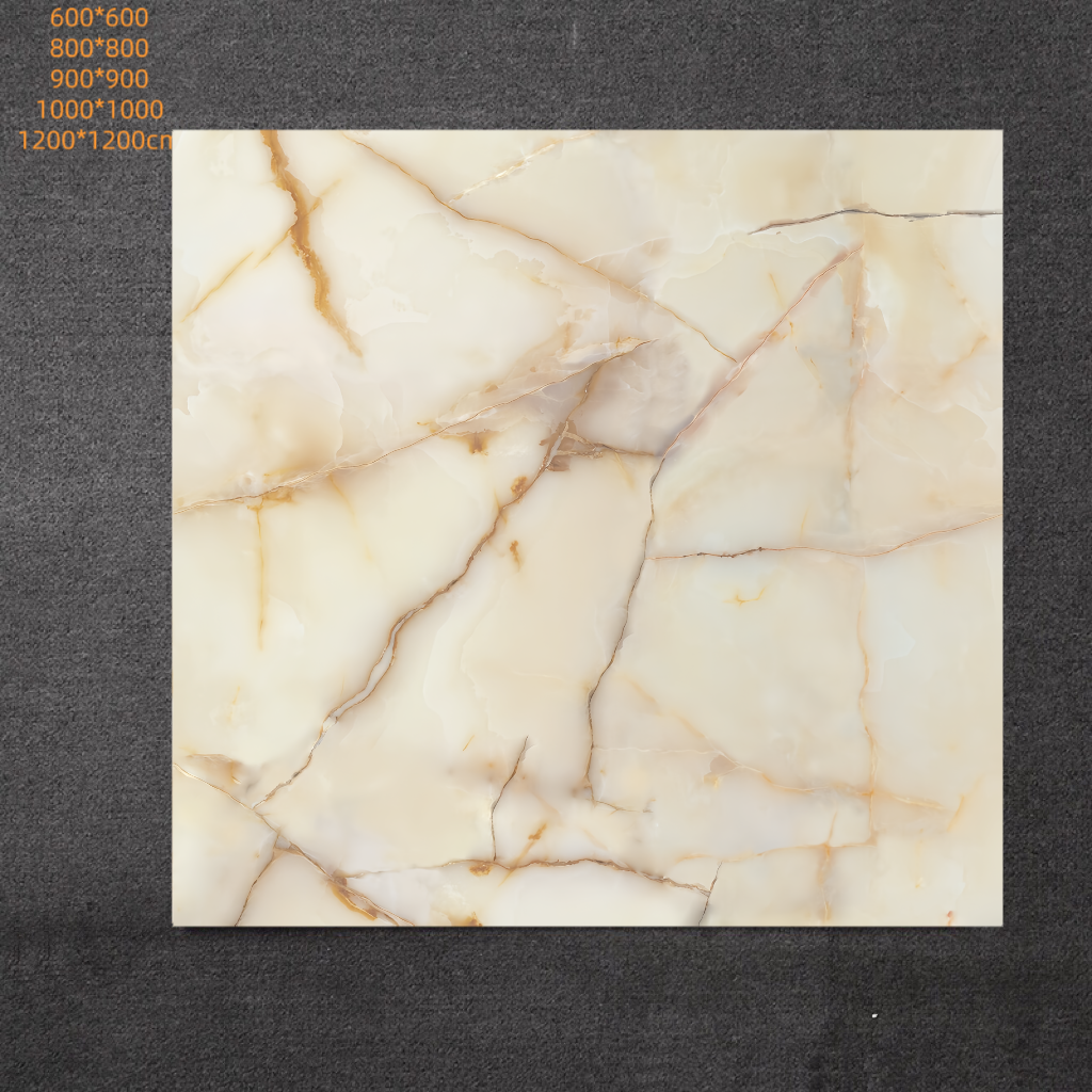 Gạch men toàn bộ bằng sứ Vitrified phong cách Nông thôn hiện đại màu vàng đồng 800x800mm cho phòng khách