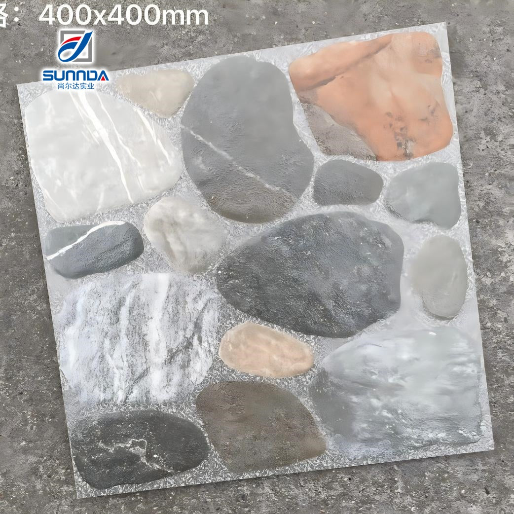 30x30 40x40cm Gạch lát sàn gốm sứ Porcelain ngoài trời chống trượt, vân đá cuội, bề mặt mờ