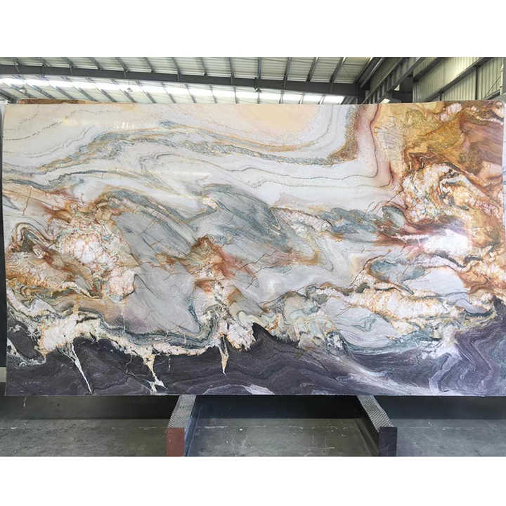 Trang trí tường bằng đá cẩm thạch tím tự nhiên Tấm thạch anh tím sang trọng cho thiết kế tường TV biệt thự