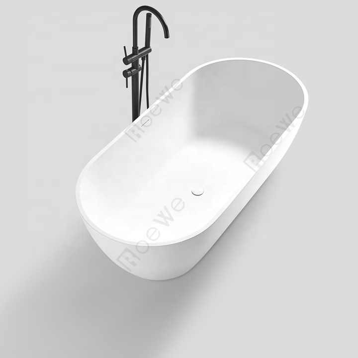 Bồn tắm đá nhân tạo hình bầu dục Bồn tắm đứng bề mặt rắn Bồn tắm đá đúc nhựa Bồn tắm ngâm thảm