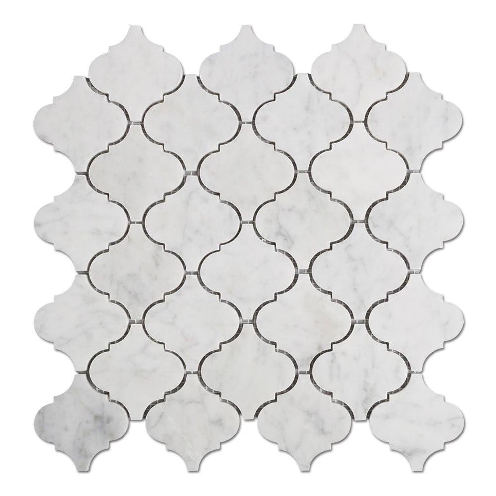 BOTON STONE Gạch Mosaic Đá Cẩm Thạch Carrara Trắng Ý Hình Lồng Đèn Ốp Tường
