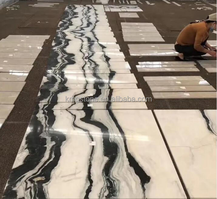 Gạch hoặc Tấm đá cẩm thạch Trắng Panda Hiện đại Thiết kế đá tự nhiên Bề mặt đánh bóng