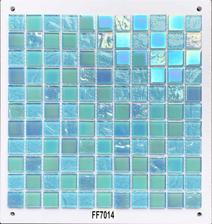 Gạch mosaic thủy tinh hình vuông pha lê óng ánh hiện đại nhiều màu sắc dày 4mm dùng trang trí tường ngoại thất nhà biệt thự