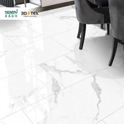 Sàn nhựa vinyl in kỹ thuật số 3D chống thấm nước và chống cháy, vân đá cẩm thạch đen xám