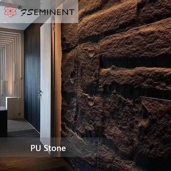 Tấm ốp tường Polyurethane Đá Gạch nhân tạo 3D Nấm Tường ngoài Đá Pu để trang trí nhà