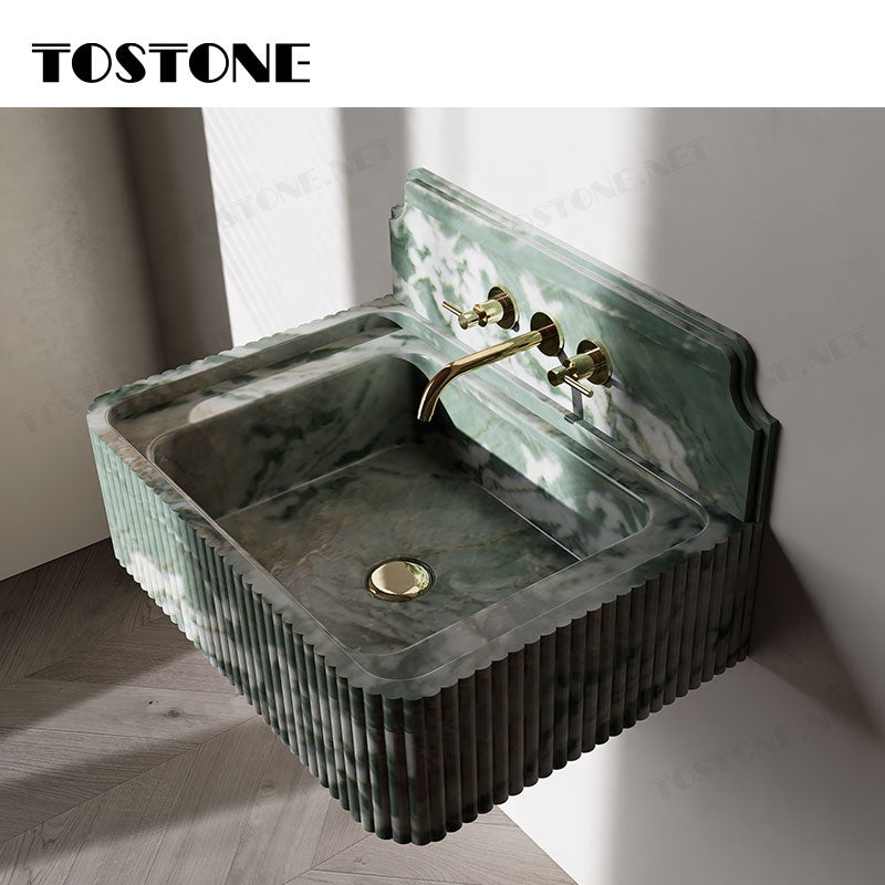 Chậu Rửa Đá Cẩm Thạch Rồng Xanh Vành Lượn Sóng