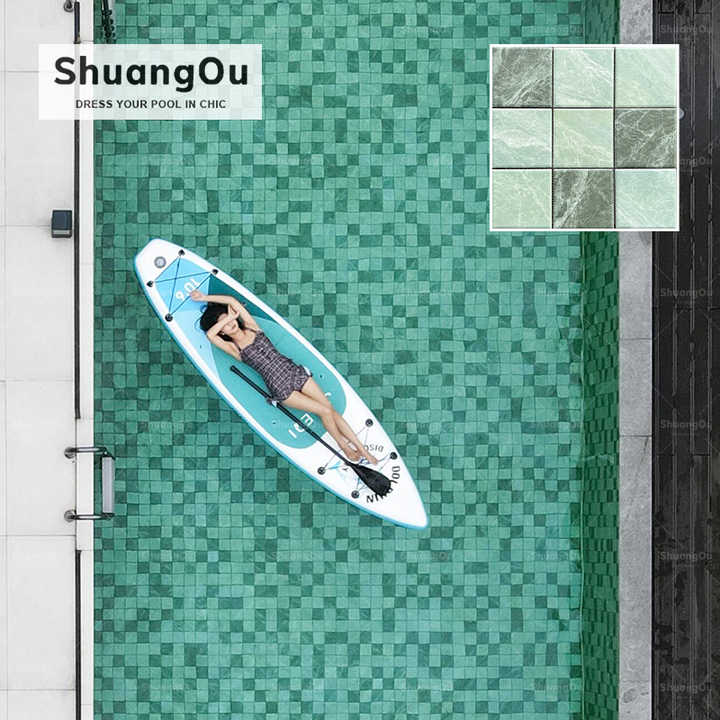 Nhà máy giá rẻ phun đá xanh mờ sứ hồ bơi gạch mosaic thiết kế khách sạn phòng tắm hồ bơi gạch mosaic cảnh quan