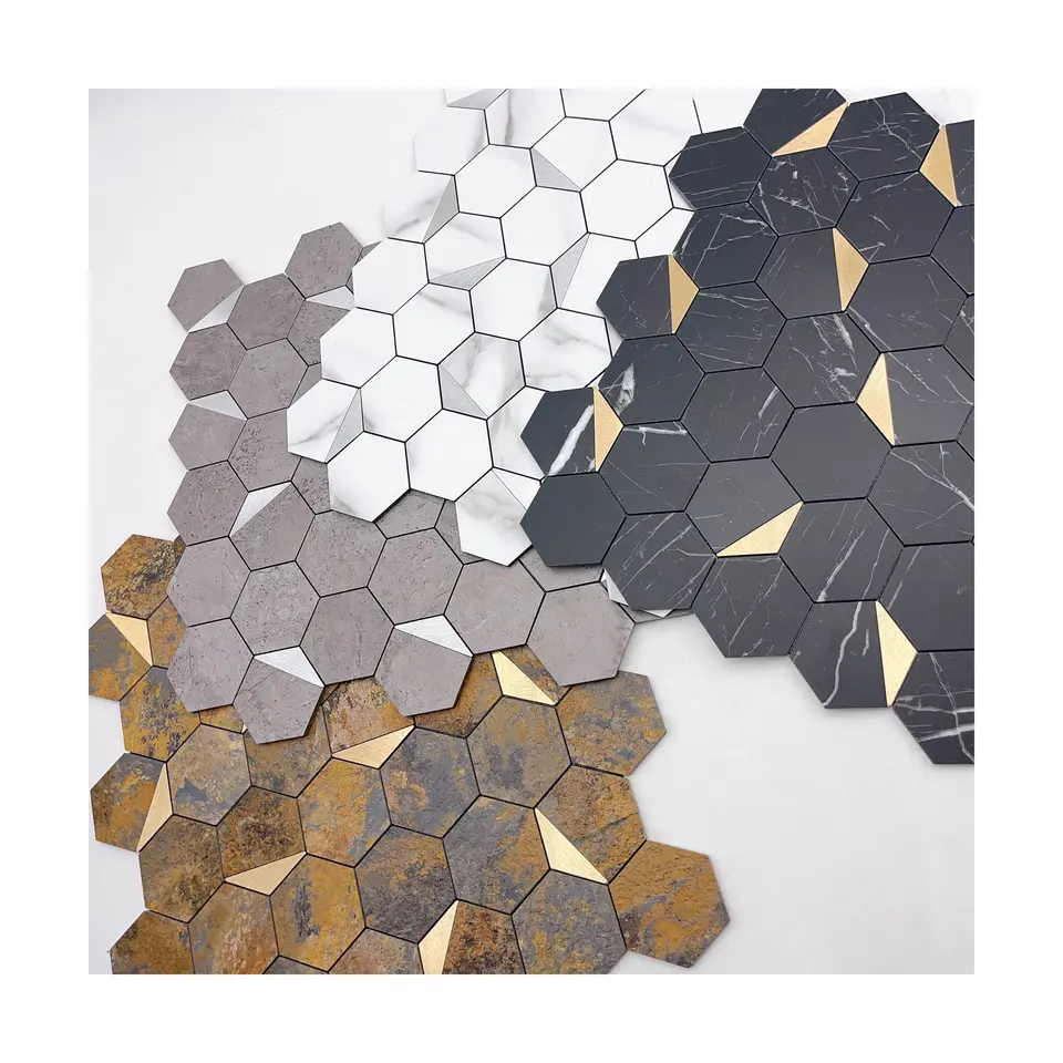 Gạch Mosaic Lục Giác Gốm Sứ Porcelain Cắt Tia Nước Dùng Cho Ốp Bếp, Ốp Nhà Tắm