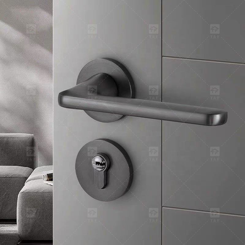 Tay nắm cửa gỗ từ tính im lặng vàng sang trọng có khóa phòng ngủ tách rời, thiết kế hiện đại dùng trong nhà dành cho biệt thự