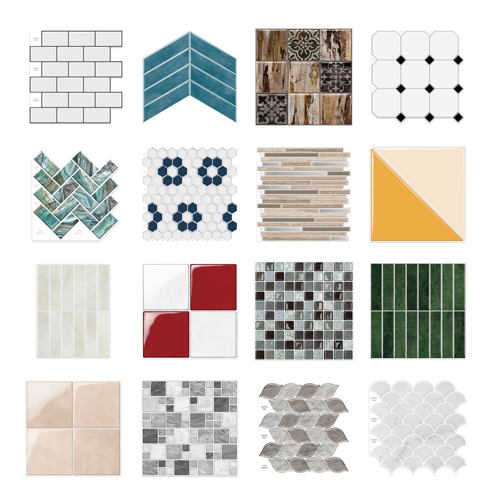 Gạch ốp tường bóc dán 3D bóng hình chữ nhật họa tiết Mosaic màu mơ Thiết kế mới Jorunns