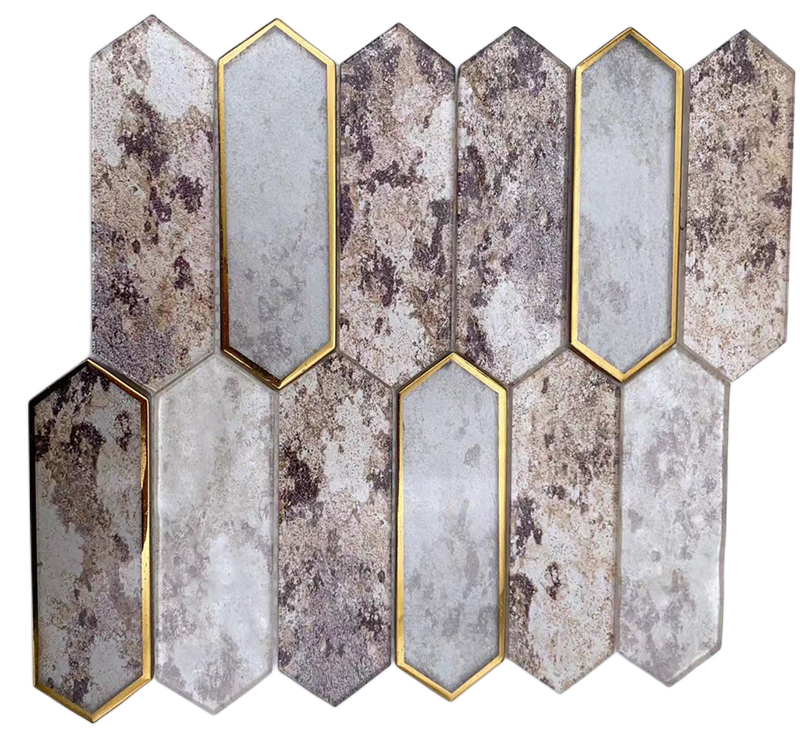 Gạch Mosaic Kính Hình Vuông Họa Tiết Vân Đá Cẩm Thạch In Phun 3D Trang Trí Tường Nội Thất