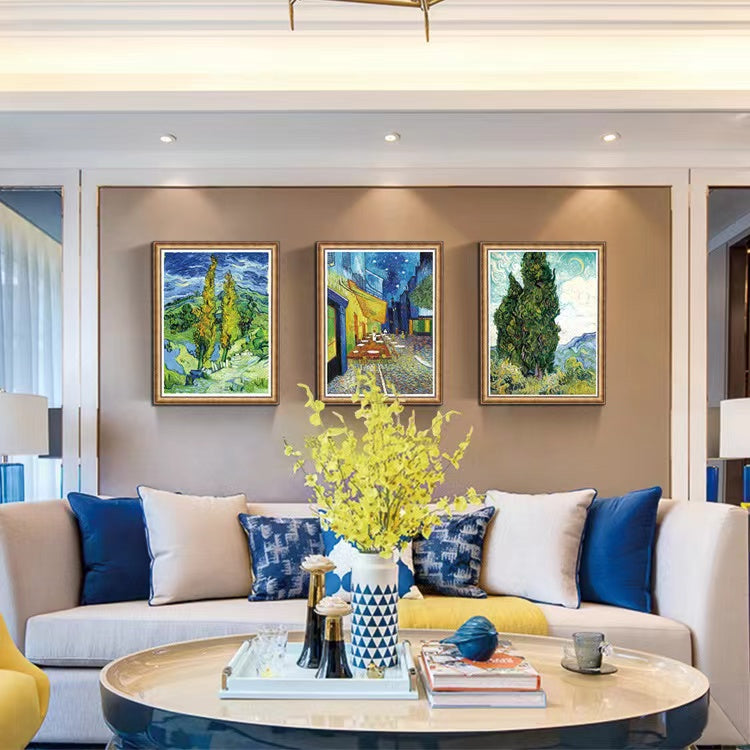 Tranh vẽ trên đĩa sứ Trang trí gốm sứ Tranh tường bích họa Tranh sơn dầu Phong cách Van Gogh Châu Âu