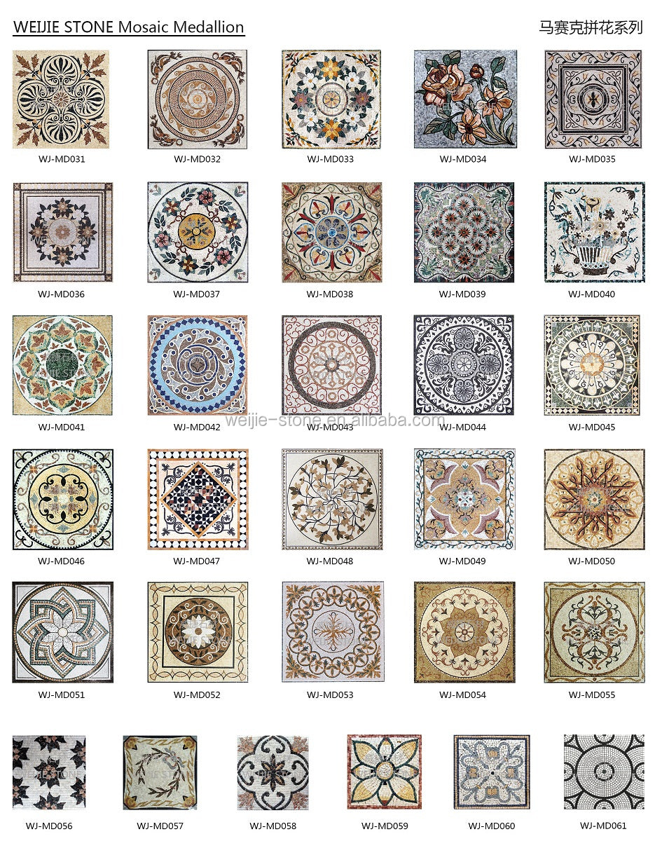 Gạch lát sàn mosaic họa tiết tranh tường trang trí, thiết kế nghệ thuật thủ công thời trang dùng cho đài phun nước và phòng tắm