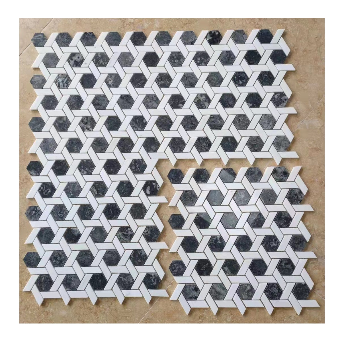 Buyers Tấm Gạch Mosaic Lục Giác Hiện Đại Bằng Đá Cẩm Thạch Tự Nhiên Đa Sắc Đánh Bóng, Cho Tường Và Sàn Nội Thất, Đa Dạng Màu Sắc