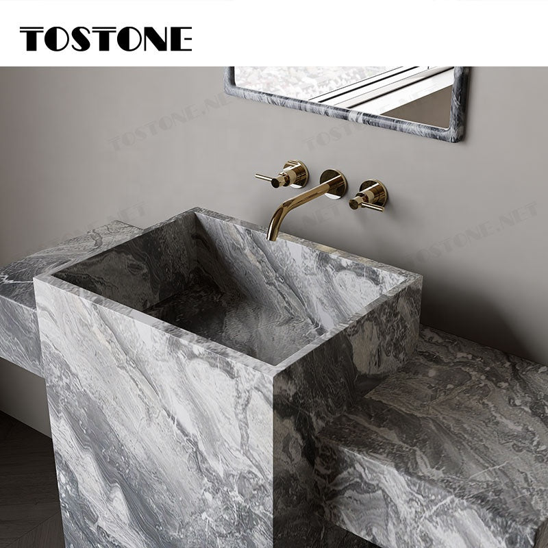 Tostone Mặt Bàn Lavabo Phòng Tắm Đứng Độc Lập Bằng Đá Cẩm Thạch Nâu Venice Tự Nhiên Đẹp Với Bề Mặt Mài Mờ Dành Cho Trang Trí Chậu Rửa Mặt Gia Đình