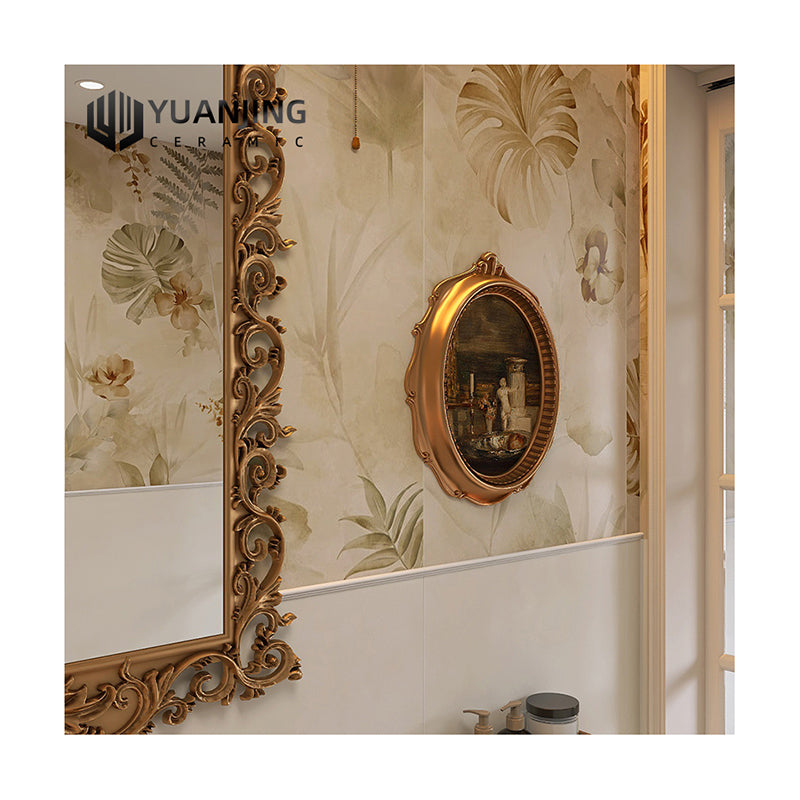 Gạch Porcelain Phong Cách Retro Pháp Hoa Văn Tráng Men Gốm Sứ Toàn Phần 600x1200 Độ Hút Nước Thấp