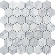 Đá cẩm thạch trắng Bianco Carrara hình lục giác khảm đá cẩm thạch