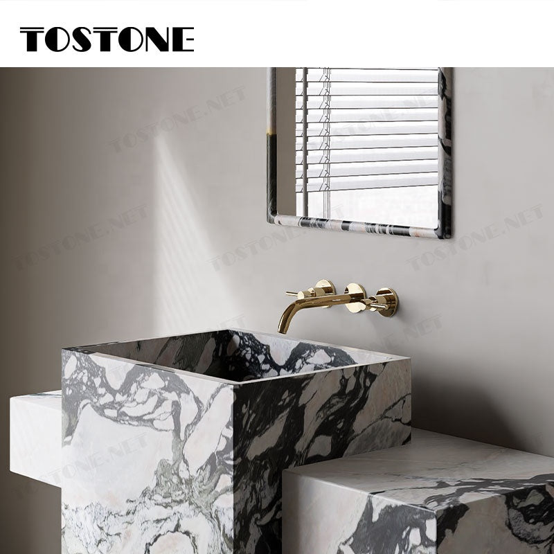 Tostone Mặt bàn lavabo phòng tắm đặt sàn, đá cẩm thạch Verde Aurora Tự nhiên Sang trọng, bề mặt mài mờ, dùng để trang trí chậu rửa mặt gia đình
