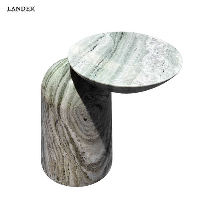 Thiết kế cột Landerstone Nội thất sang trọng Bàn phụ bằng đá cẩm thạch cho phòng khách Bàn phụ bằng đá tự nhiên Shangrila Green
