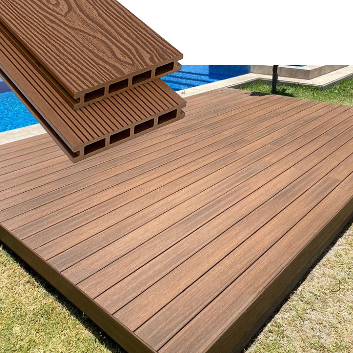 Ván sàn WPC bền bỉ dùng ngoài trời lâu dài, Gỗ composite PVC Óc chó Teak cho lát sàn cao cấp, Sàn gỗ kỹ thuật hèm khóa