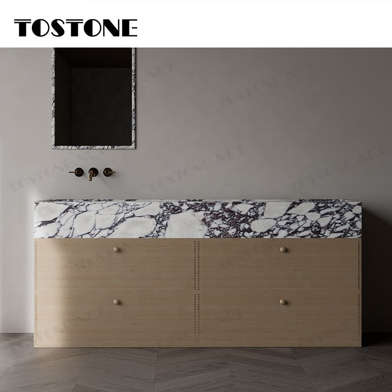 Tostone Khuyến mãi Tủ lavabo đá cẩm thạch Calacatta Viola Thổ Nhĩ Kỳ cao cấp