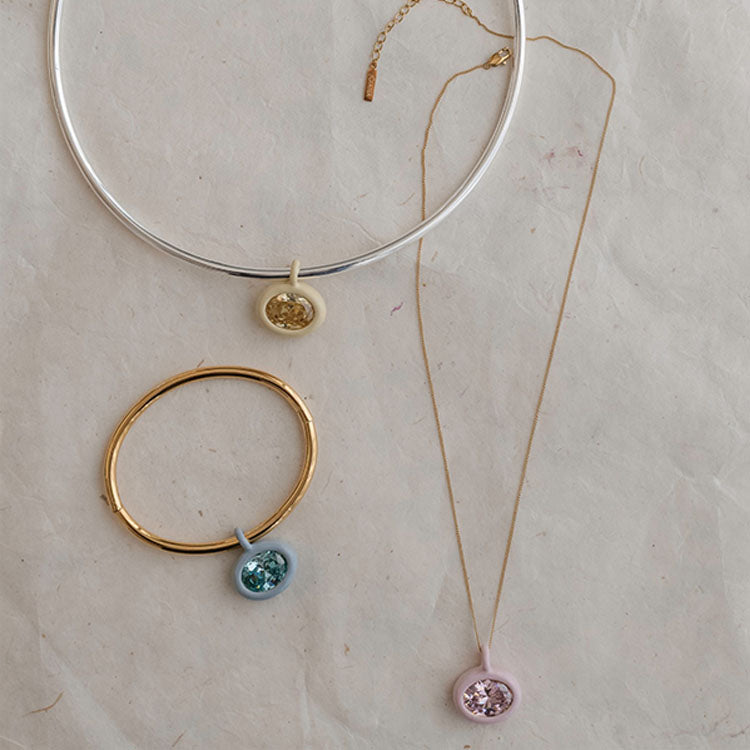 Dây chuyền Charm Dễ Thương Tôn Giáo Thời Trang Mạ Vàng, Mặt Ô-liu Tròn Đính Sapphire Hồng Hình Marquise