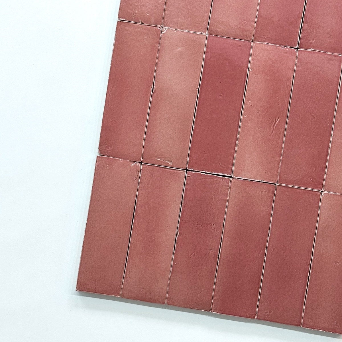 Gạch Sứ Zellige Ma-rốc Thủ Công, Bề Mặt Bóng, Hồng Chuyển Sắc, Phong Cách Mộc Mạc Sang Trọng, Dùng Lát Sàn Tường Nội Thất, Hiệu Ứng Gạch Nung