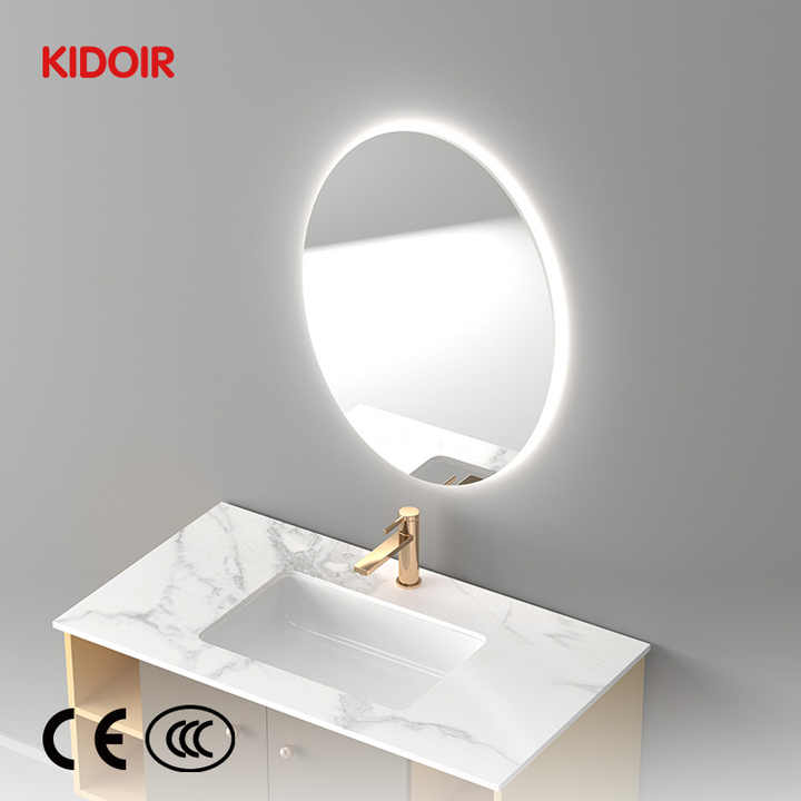 Nhà sản xuất chuyên nghiệp Kidoir Hình bầu dục Khách sạn Đầy đủ CE Đèn LED Không sương mù Dimmer CCT 3 Đèn Gương phòng tắm không viền LED