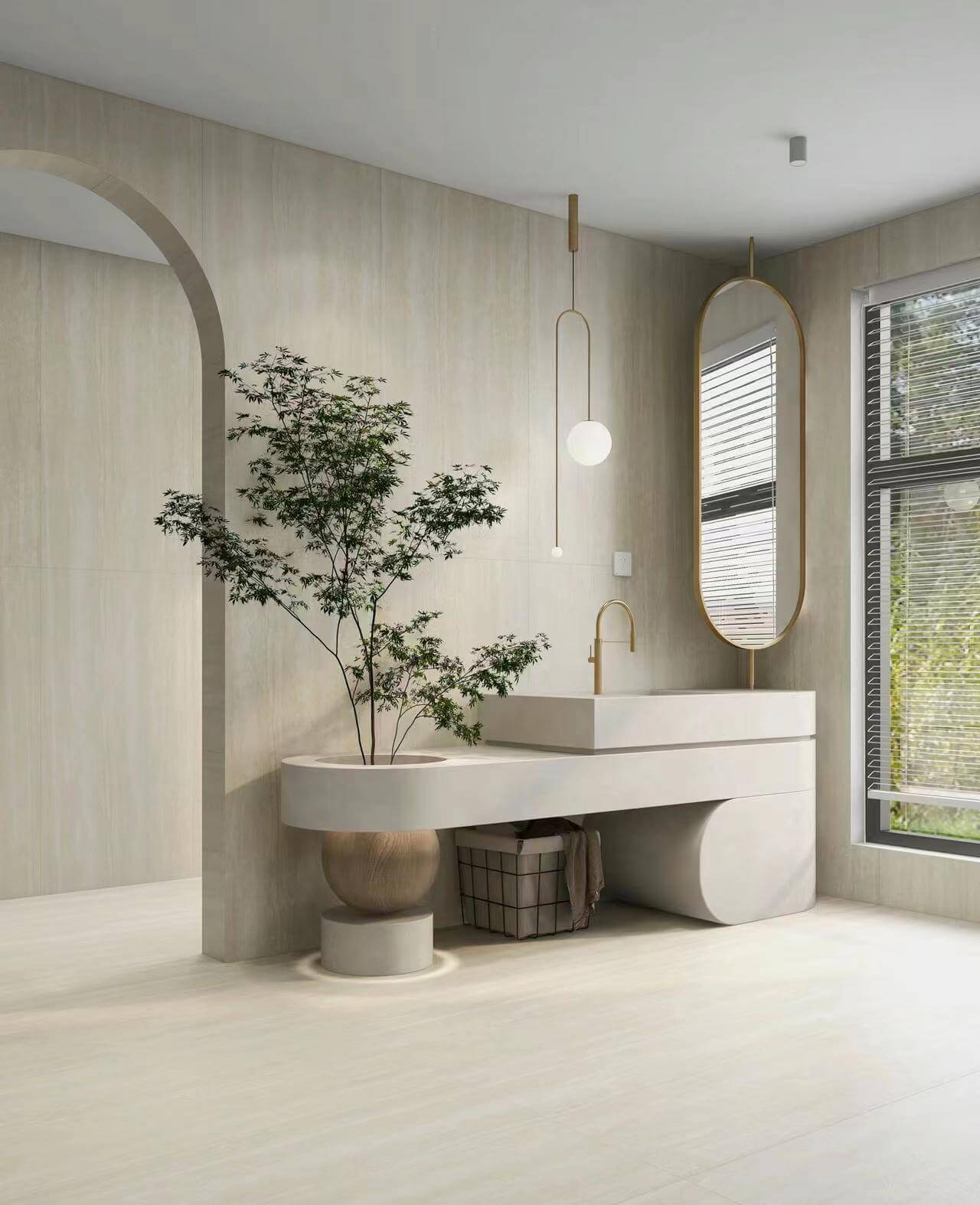 Gạch men sứ giả cổ trang trí đá Travertine La Mã màu vàng 600x1200mm bề mặt mờ