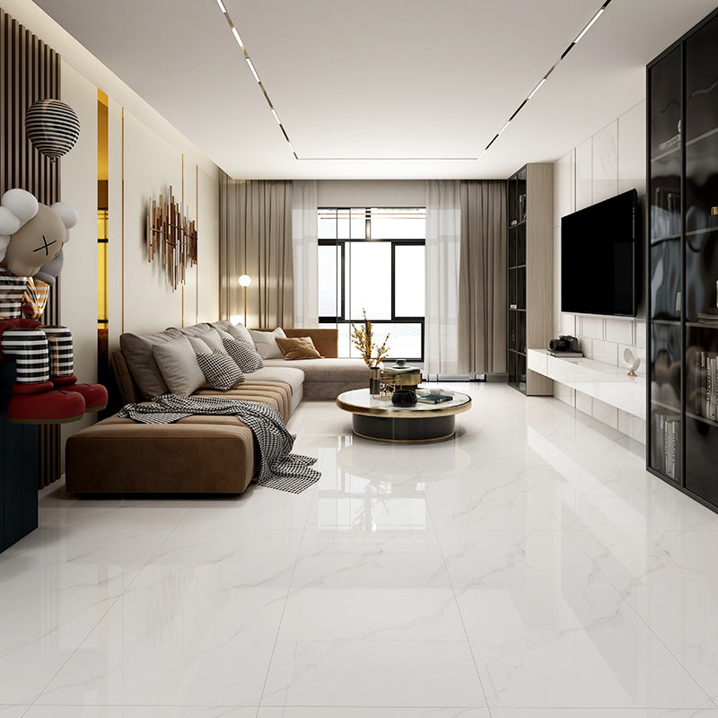 Gạch lát sàn Porcelain vân đá cẩm thạch Calacata Xám sang trọng, độ bóng cao 600x1200mm