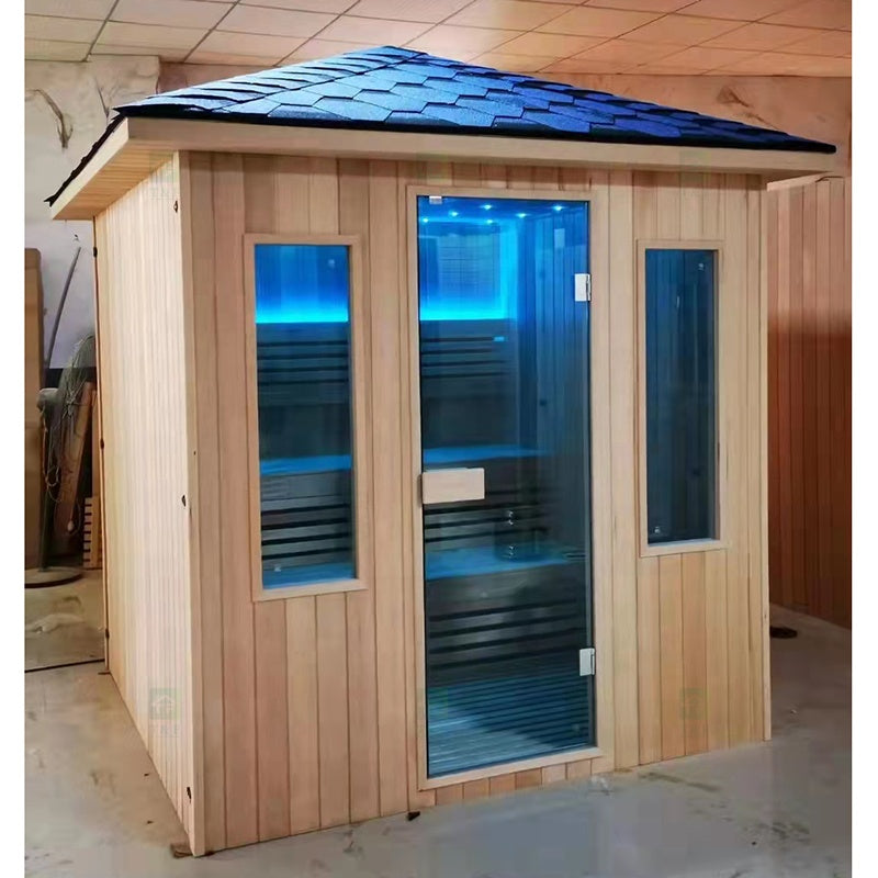 Phòng xông hơi hồng ngoại và xông hơi ướt bằng gỗ tuyết tùng, tùy chỉnh cho 2-5 người, hoàn thiện cho sân vườn ngoài trời