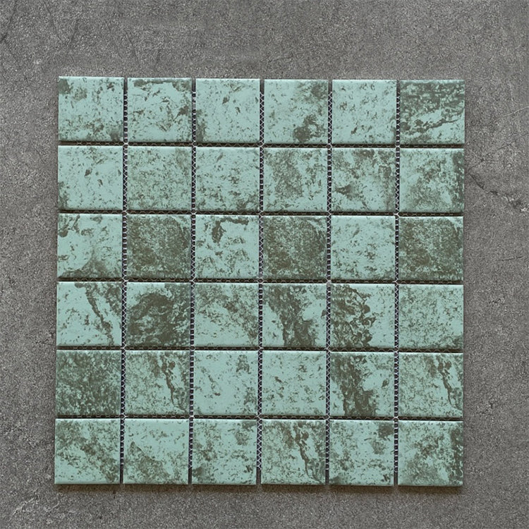 Gạch men sứ hiện đại chất lượng cao bền chống trượt màu xanh lá Mosaico Azulejo
