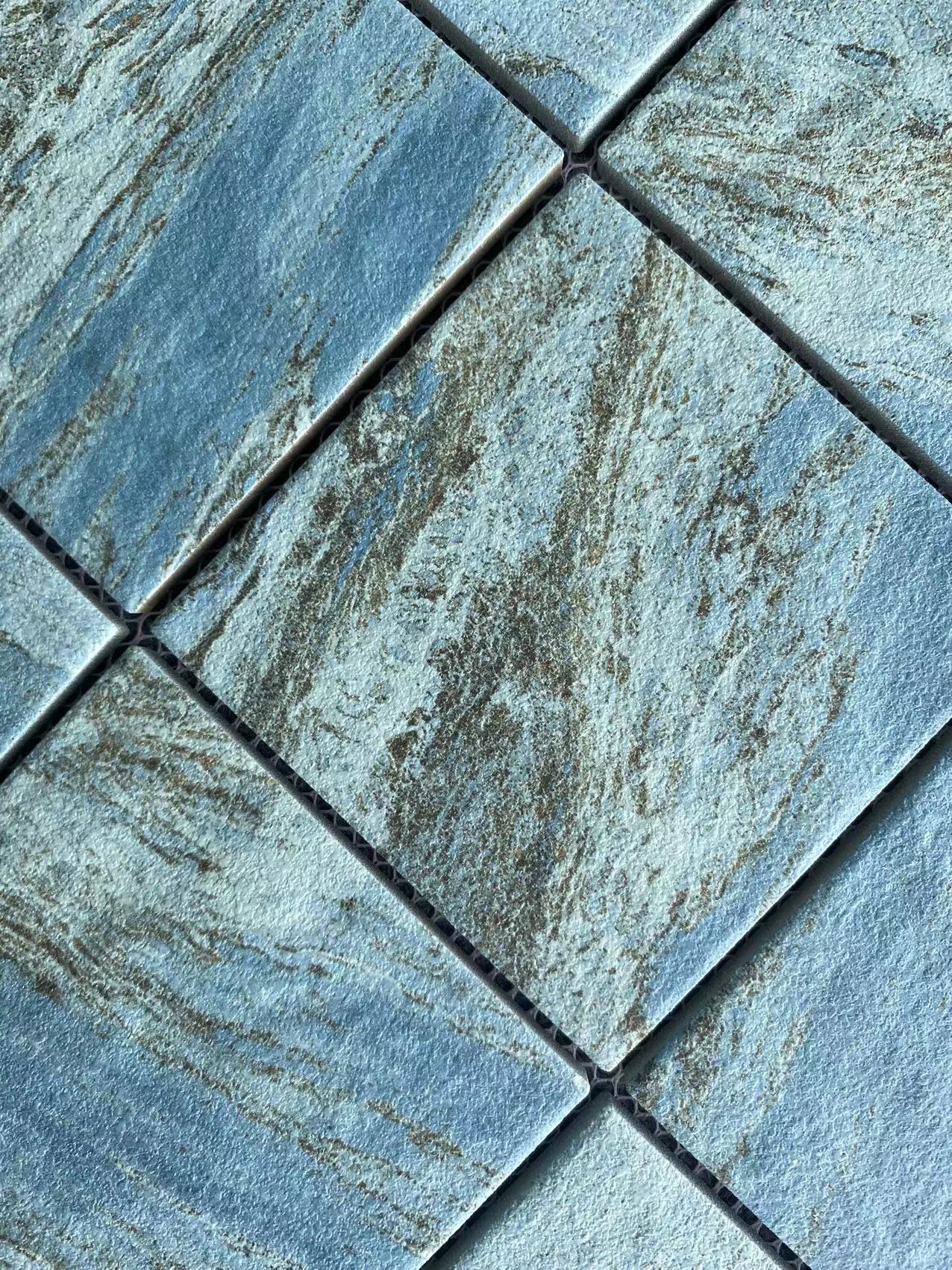 Gạch sứ mosaic men gốm xanh lục vân đá Sukabumi cho hồ bơi