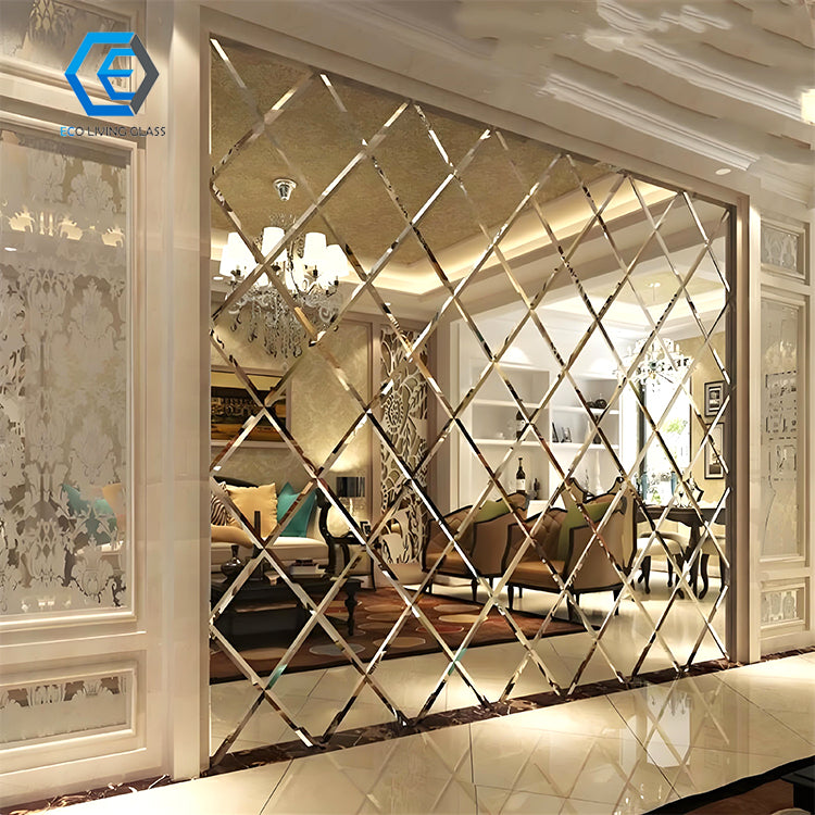 Gạch mosaic kính gương vát cạnh trang trí nền tường gương