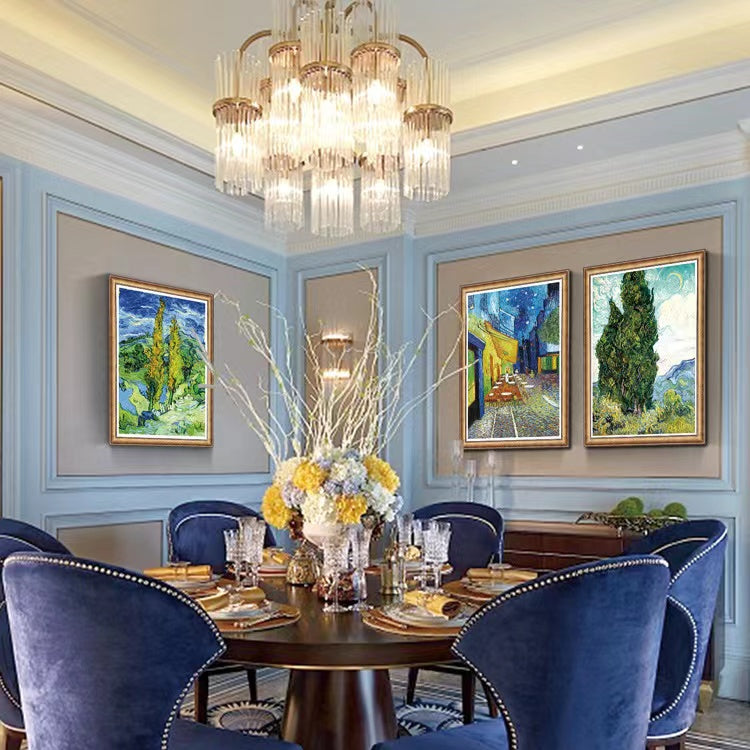 Tranh vẽ trên đĩa sứ Trang trí gốm sứ Tranh tường bích họa Tranh sơn dầu Phong cách Van Gogh Châu Âu