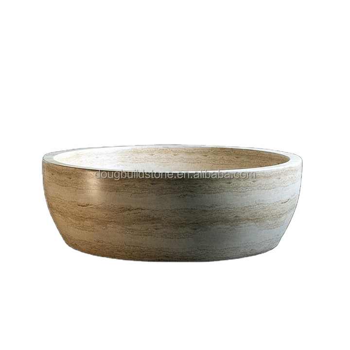 Bồn tắm đứng bằng đá tự nhiên màu be Travertine kích thước tiêu chuẩn tùy chỉnh Thiết kế hiện đại theo phong cách Tây Ban Nha cho khách sạn bằng đá cẩm thạch
