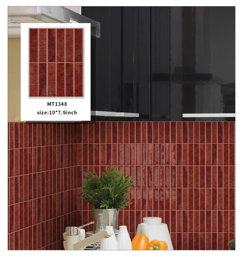 Gạch ốp tường bóc dán 3D bóng hình chữ nhật họa tiết Mosaic màu mơ Thiết kế mới Jorunns