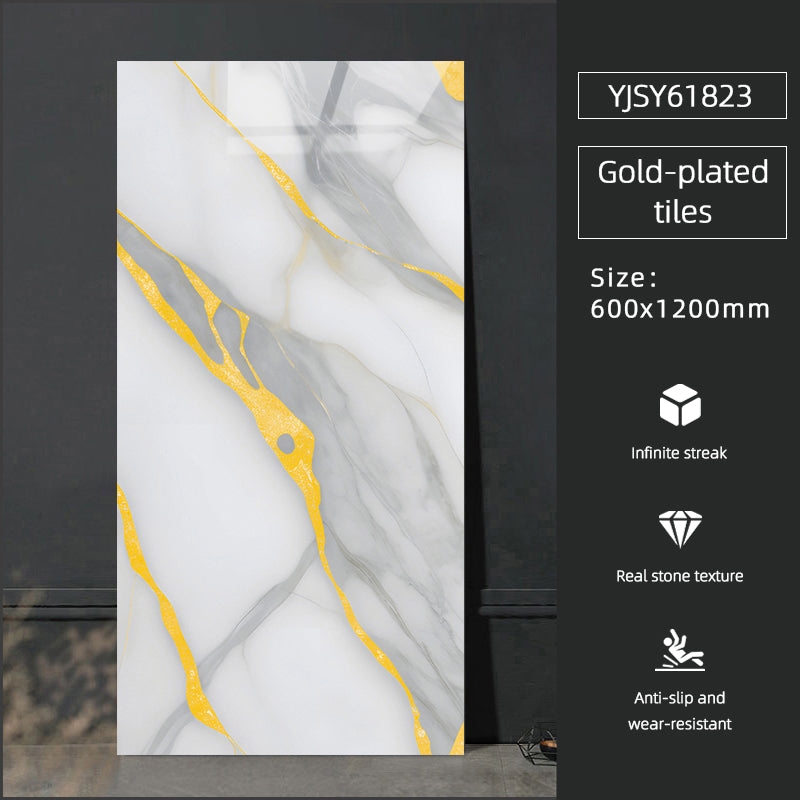 Khuyến Mãi Gạch Sứ Tráng Men Bóng Lớn 600x1200mm Thiết Kế Vân Đá Cẩm Thạch Xám Chống Trơn Trượt Kháng Khuẩn Lát Sàn Nội Thất Khách Sạn