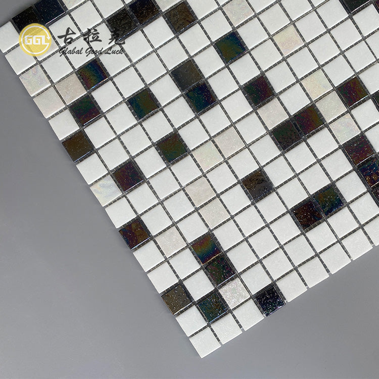 Gạch Mosaic Thủy Tinh Óng Ánh Trắng Cao Cấp Dùng Để Trang Trí Tường Trưng Bày Cửa Hàng Trang Sức