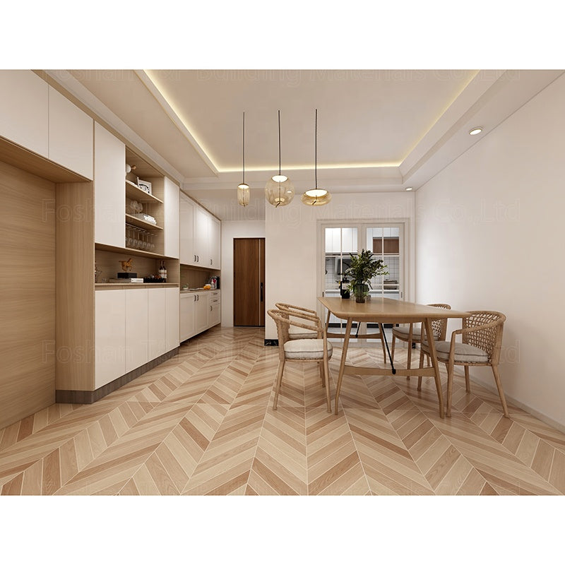 Gạch Porcelain Lát Sàn Giả Gỗ Nâu Men, Bề Mặt Mờ Phong Cách Mộc Mạc, Kích Thước Lớn 600x1200mm Dùng Cho Phòng Khách