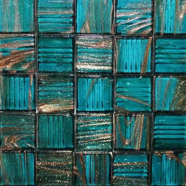 Gạch Mosaic Men Sứ Nóng Chảy Phòng Tắm 20x20mm Xanh Lá Đậm Thiết Kế Đồ Họa Hiện Đại, Dùng Ốp Tường Trang Trí, Tạo Viền Và Điểm Nhấn