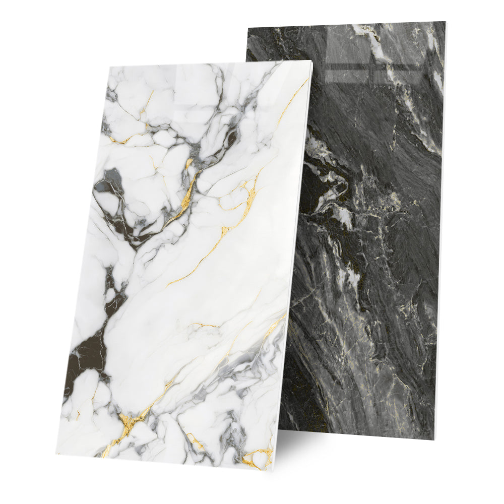 Gạch Porcelain tráng men bóng vân đá chất lượng cao cấp 600x1200mm, dày 10mm, dùng cho sàn bếp, khách sạn, gia đình.