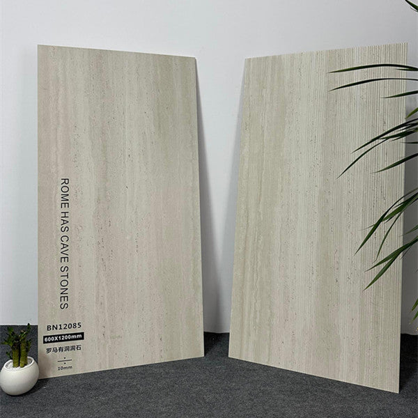 Gạch men sứ giả cổ trang trí đá Travertine La Mã màu vàng 600x1200mm bề mặt mờ