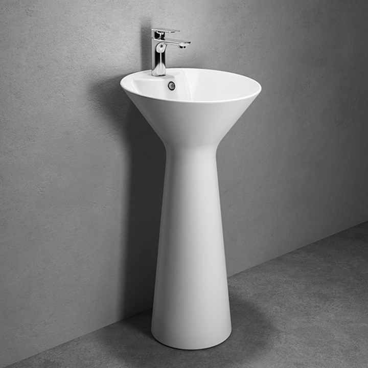 Chậu rửa bằng đá gốm một khối thiết kế hiện đại theo phong cách Châu Âu, bồn rửa chân đế đơn giản cho gia đình, khách sạn, phòng tắm, máy thoát nước